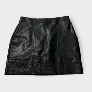High-waisted croc embossed vegan leather mini skirt with large front pockets